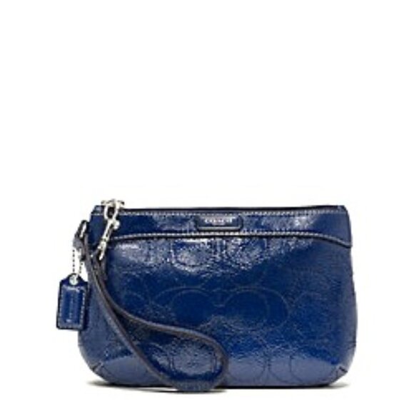 COACH Navy Medium Wristlet - Picture 1 of 14